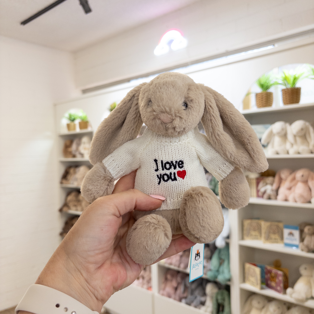 Valentines Day Gift - SMALL Beige Jellycat Bunny & Bath of Roses Hamper