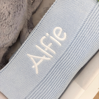 Personalised Bunny & Blanket Gift Hamper - Silver & Blue