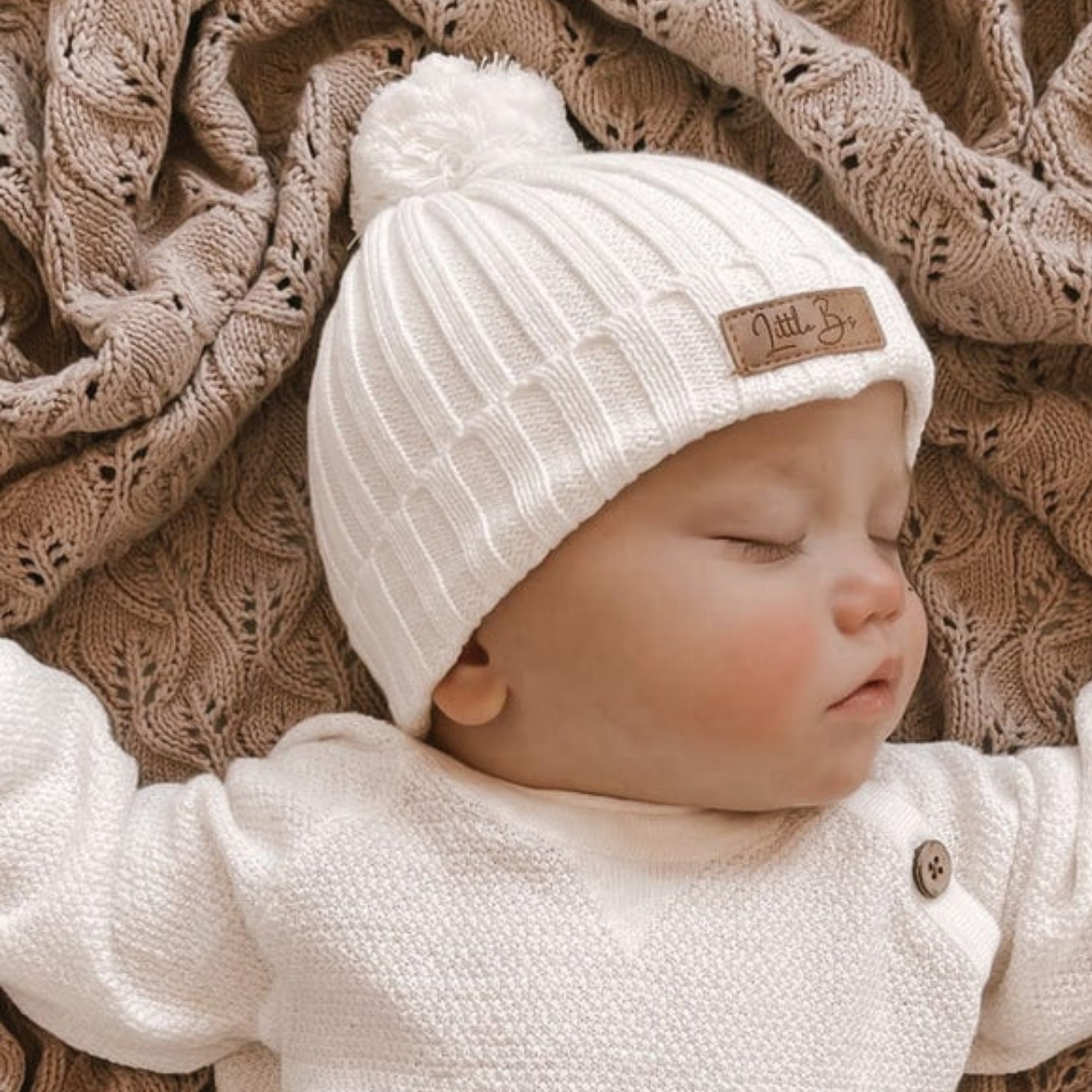 Little B's Knitted Cotton Rib Beanie - Milk