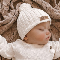 Little B's Knitted Cotton Rib Beanie - Milk