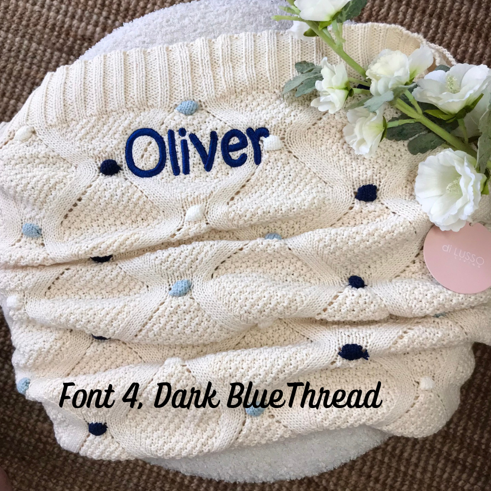 Personalised Lucy Knit Blanket - Blue