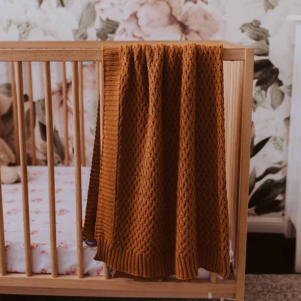 Snuggle Hunny Personalised Baby Blanket | Bronze Diamond Knit