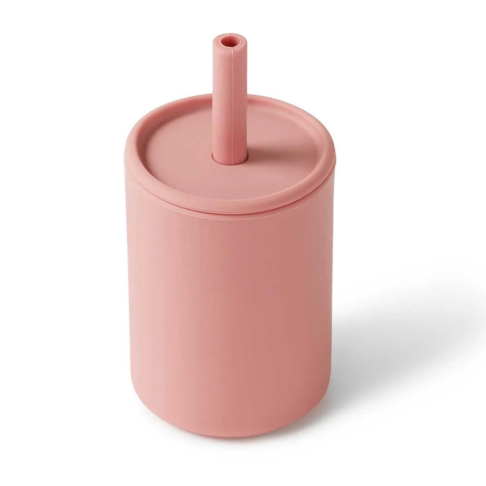 Snuggle Hunny Silicone Cup and Straw | Rose