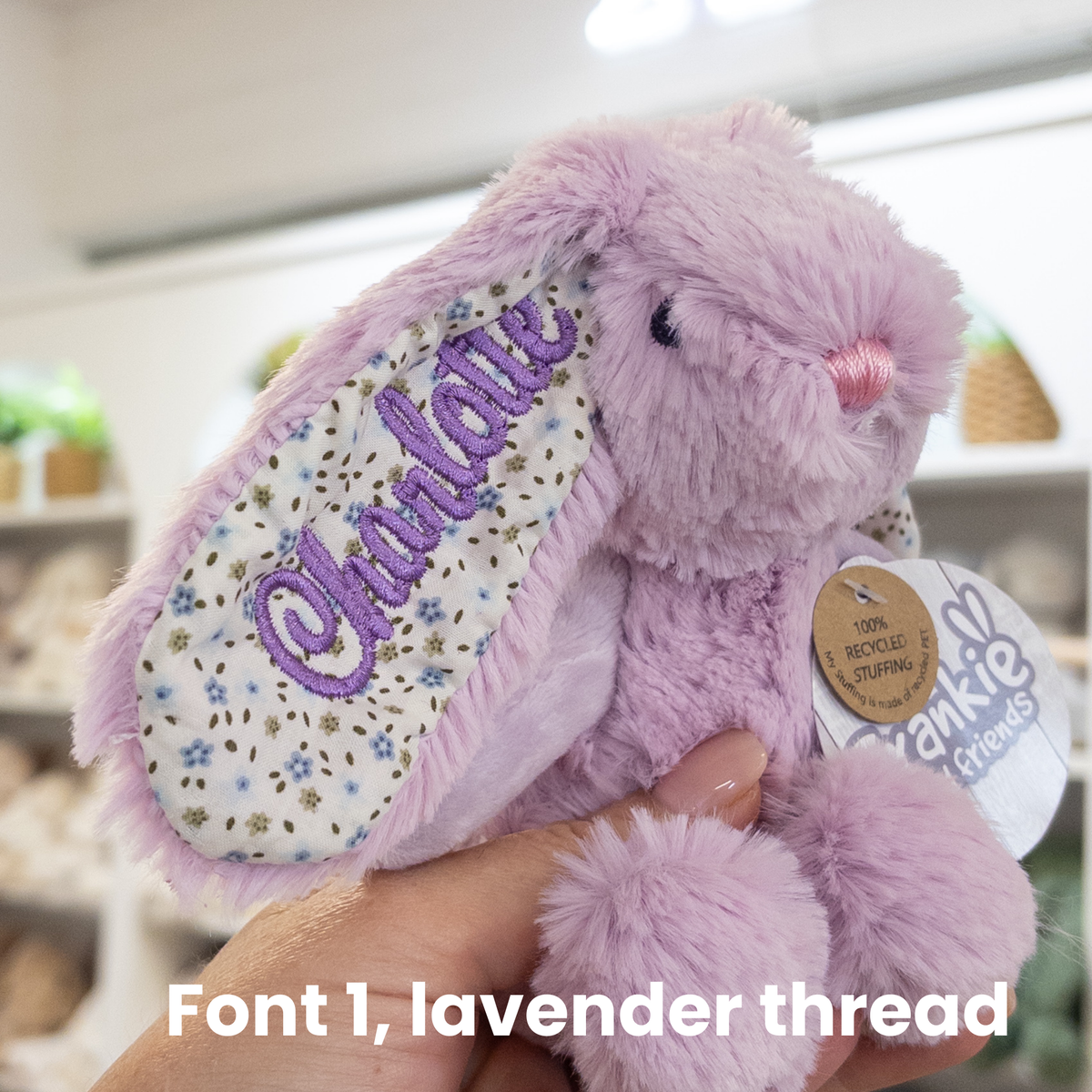 Personalised Tiny Blossom Bunnies 17cm - Purple