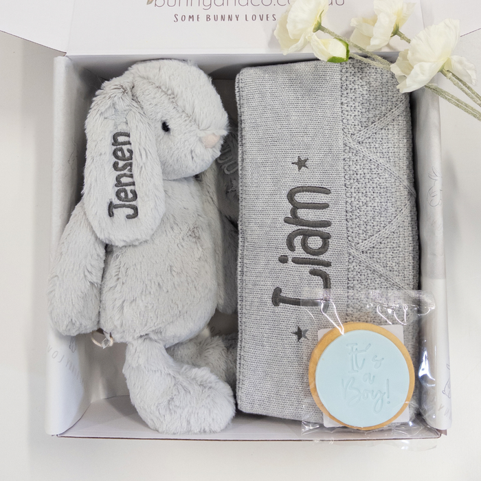 Personalised Bunny & Blanket Baby Gift Hamper - Moonbeam
