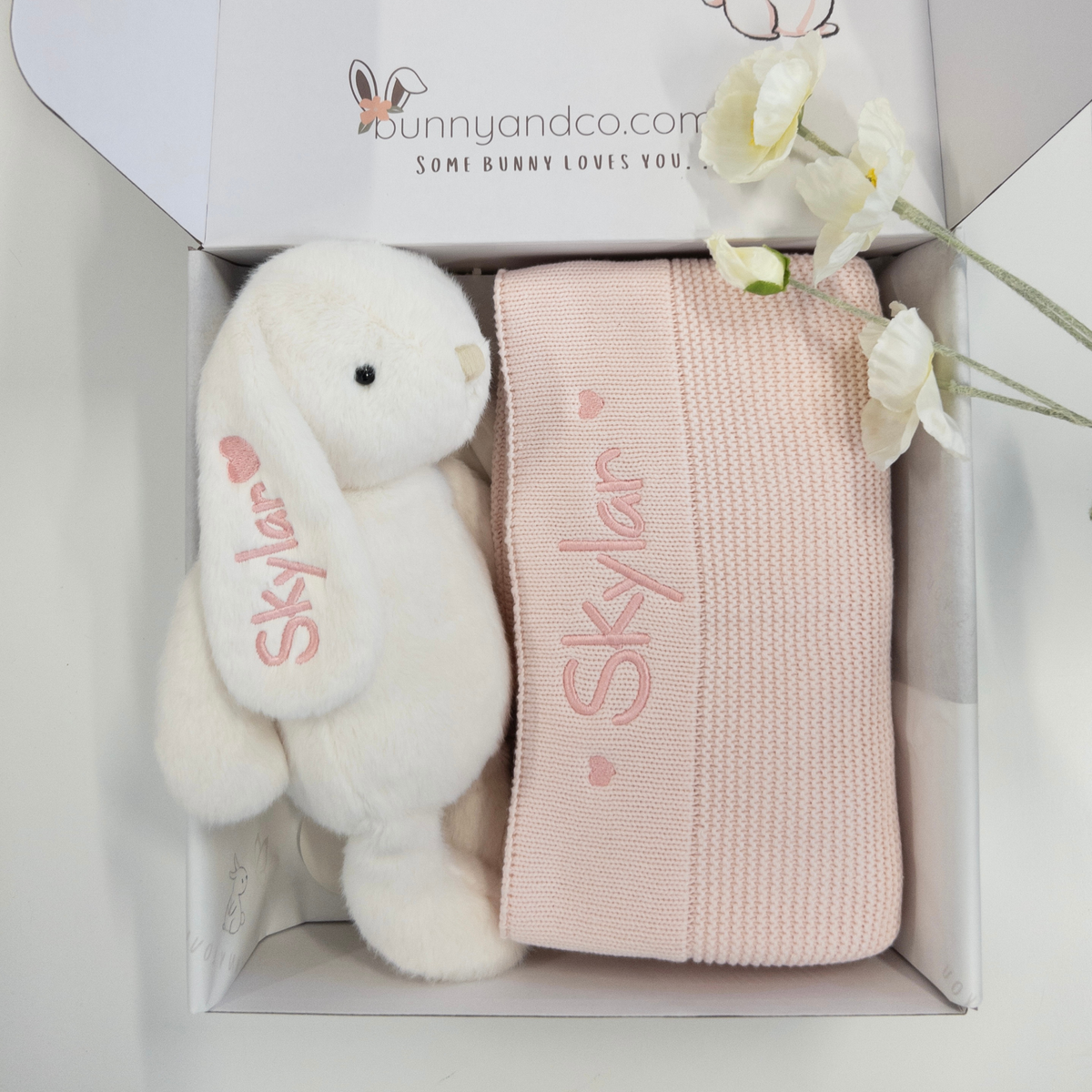 Personalised Bunny & Blanket Gift Hamper - Marshmallow