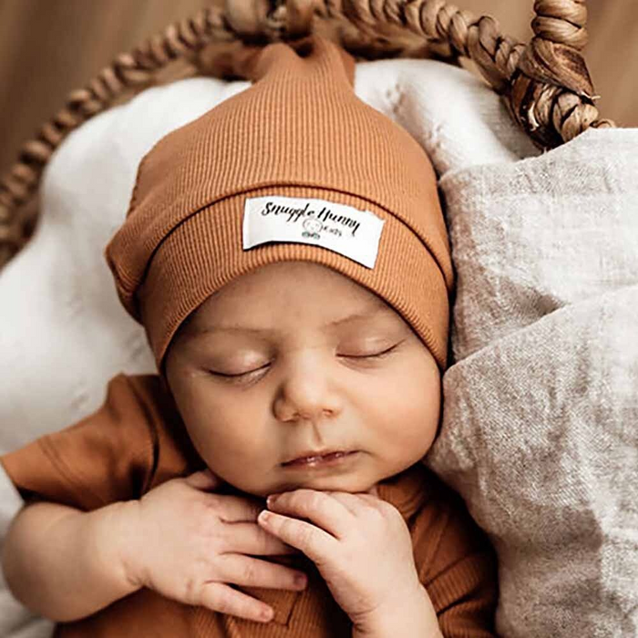 Snuggle Hunny Ribbed Organic Knotted Beanie | Chestnut