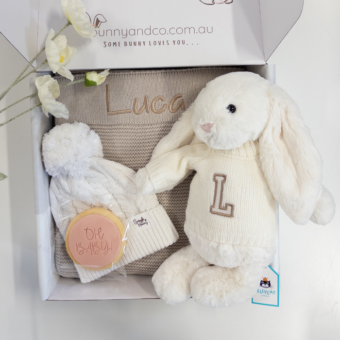 Personalised Stone Blanket & Jellycat Bunny