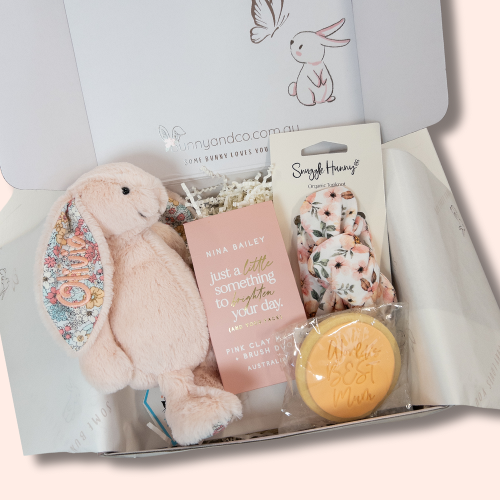 Personalised Small Blush Blossom Jellycat Bunny Gift Hamper