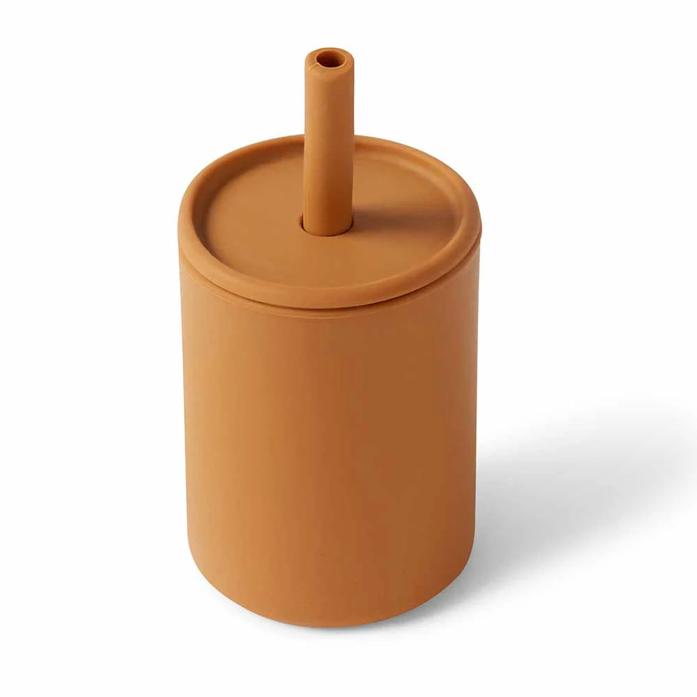 Snuggle Hunny Silicone Cup and Straw | Chestnut