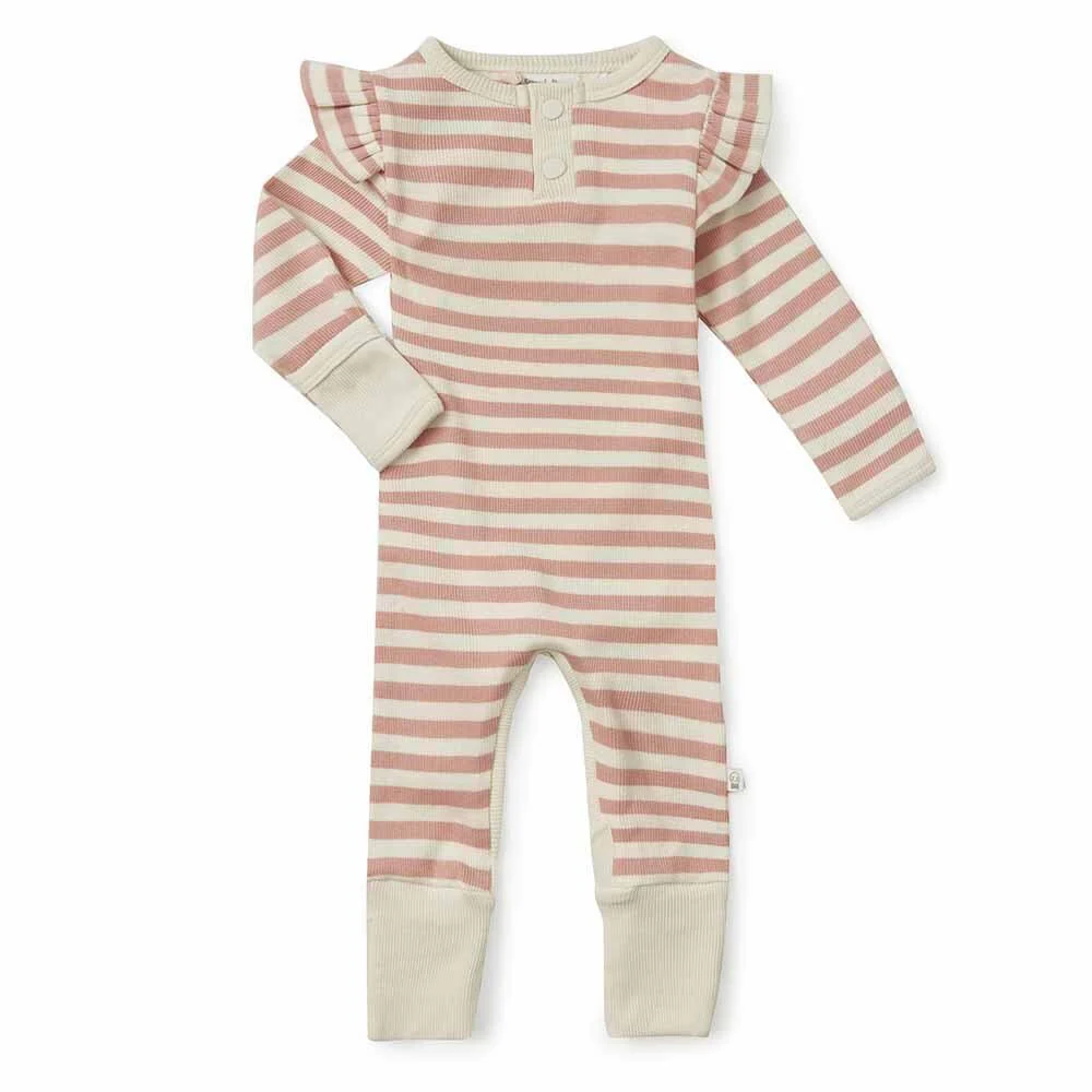 Snuggle Hunny Organic Growsuit | Rose Stripe