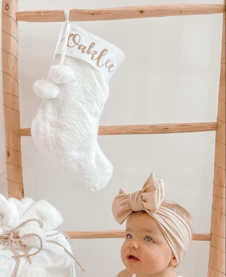 Personalised Christmas Santa Stocking - White