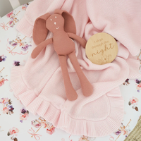 Snuggle Hunny Personalised Ruffle Knit Baby Blanket - Blush Pink