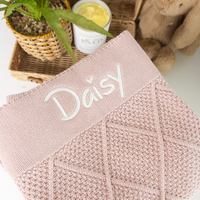 Personalised Diamond Knit Baby Blanket - Rosewater (NEW!)