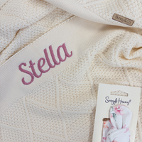 Personalised Diamond Knit Baby Blanket - Milk