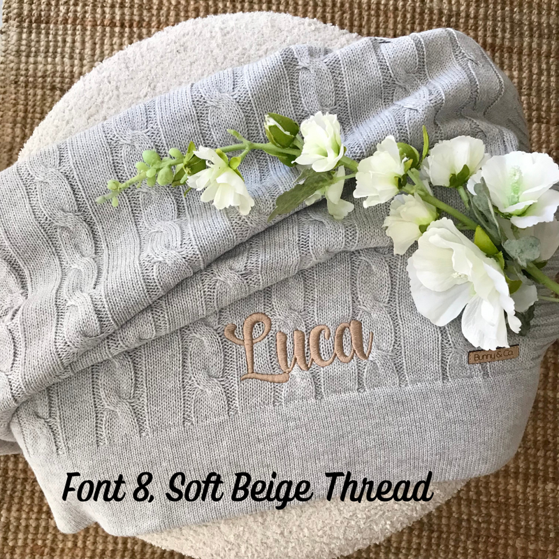 Personalised Baby Blanket - Grey Cable Knit