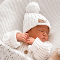 Little B's Knitted Cotton Rib Beanie - Milk