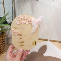 Birth Announcement Plaque - Wooden Arch 'Hello World'