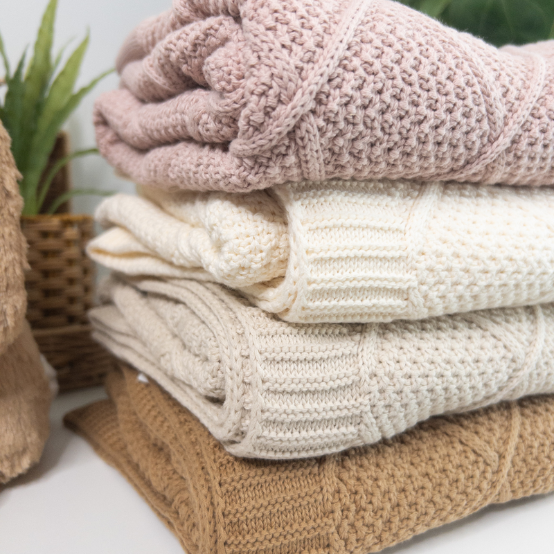 Personalised Diamond Knit Baby Blanket - Milk