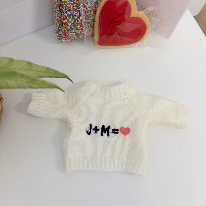 Valentines Day Gift - Custom Initials Bunny Jumper - Cream (Fits MEDIUM size Jellycat Bunny)