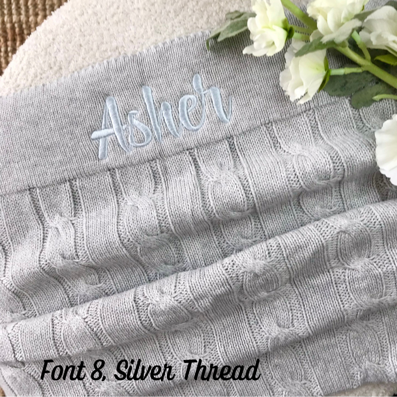 Personalised Baby Blanket - Grey Cable Knit