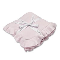 Snuggle Hunny Personalised Ruffle Knit Baby Blanket - Blush Pink