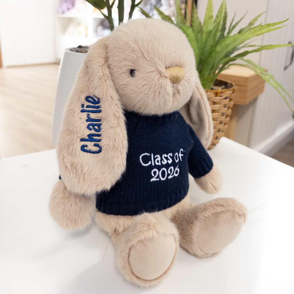 Personalised Graduation Bunny & Jumper - Caramel