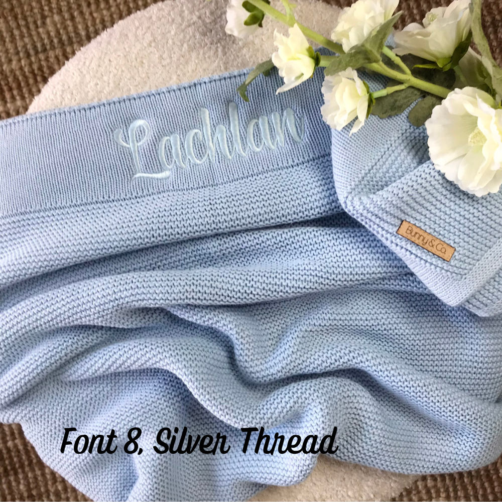 Personalised 100% Cotton Knit Baby Blanket - Powder Blue