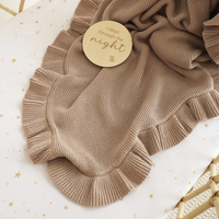 Snuggle Hunny Personalised Ruffle Knit Baby Blanket - Hazelnut