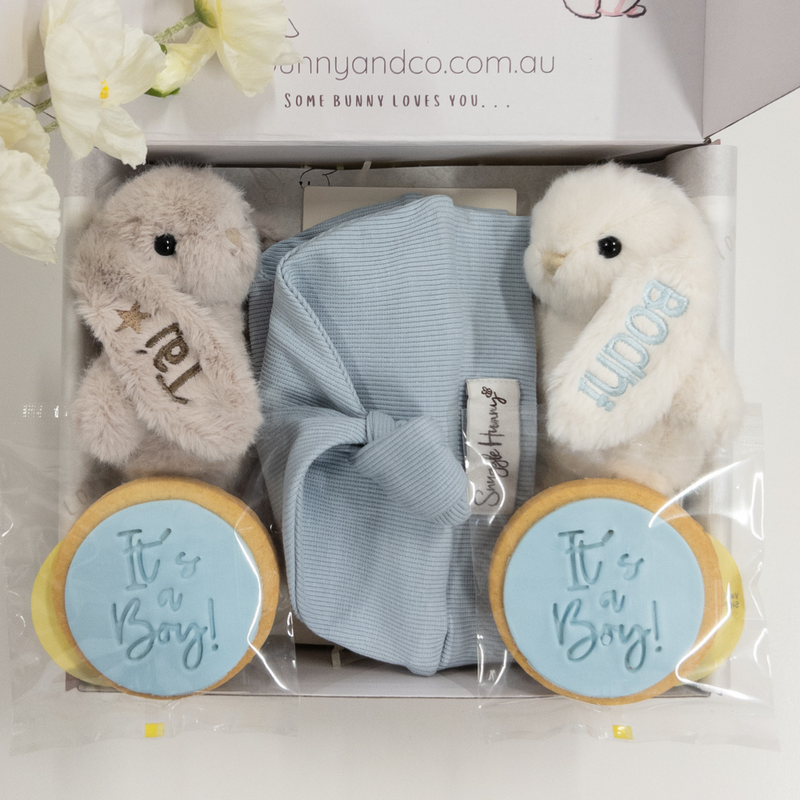 Personalised Baby Gift Hamper - Twin Boys