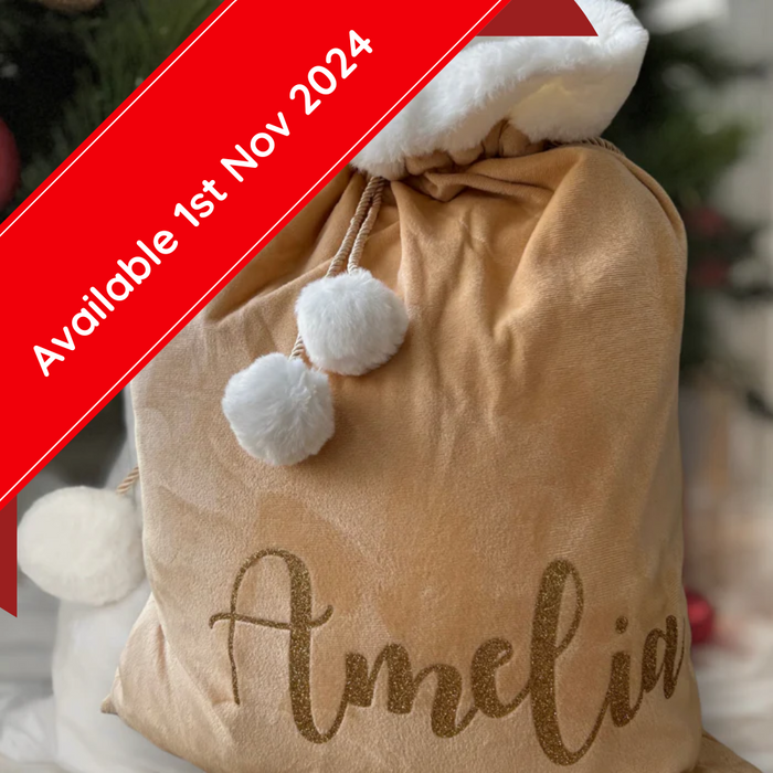 Personalised Christmas Santa Sack - Champagne (AVAILABLE 1 NOV 24)