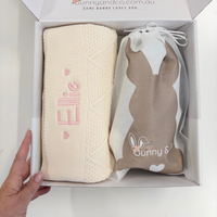 Personalised Bunny & Blanket Gift Hamper - Marshmallow Milk