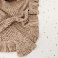Snuggle Hunny Personalised Ruffle Knit Baby Blanket - Hazelnut