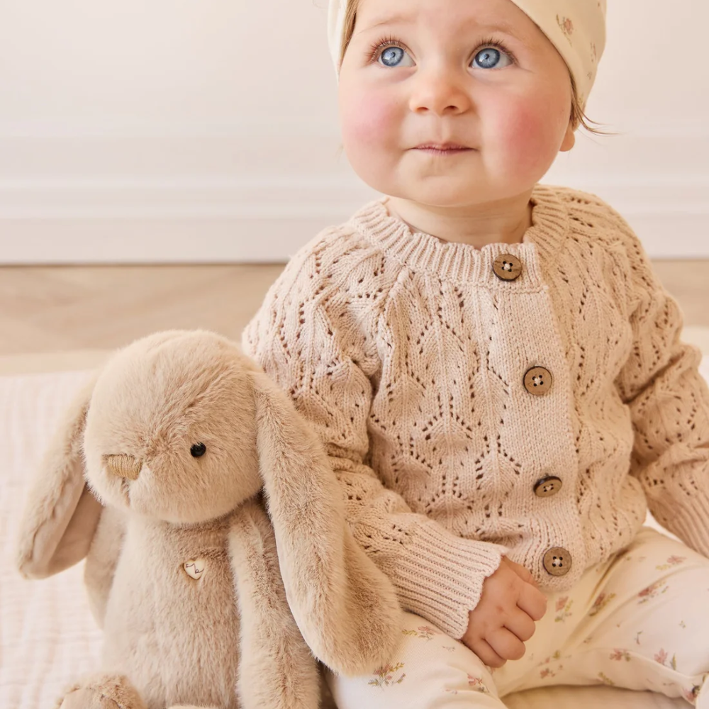 Personalised Caramel Bunny & Cream Cable Knit Blanket Baby Hamper