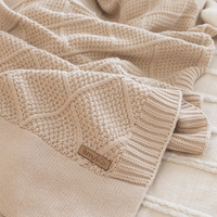 Personalised Diamond Knit Baby Blanket - Oatmeal