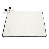 Personalised Jellycat Black & Cream Puppy Blankie 9x70x56cm (NEW)