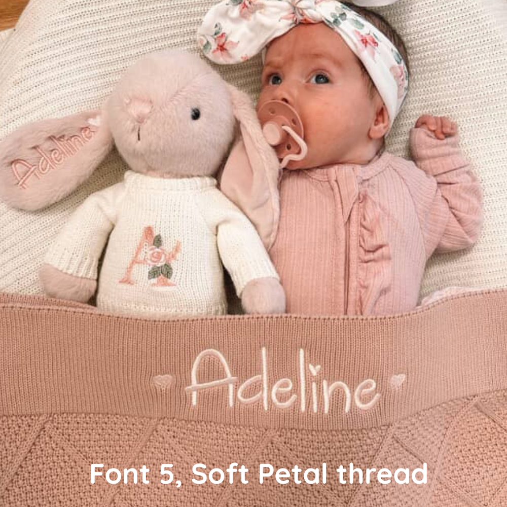 Personalised Diamond Knit Baby Blanket - Rosewater