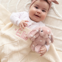 Personalised Diamond Knit Baby Blanket - Milk
