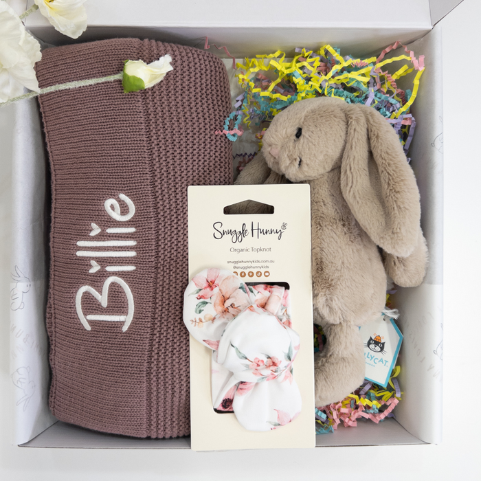 Personalised Bunny & Blanket Gift Hamper - Beige Jellycat Bunny