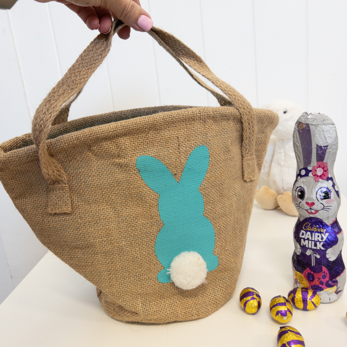 Easter Basket - Jute with Blue Bunny (clearance)