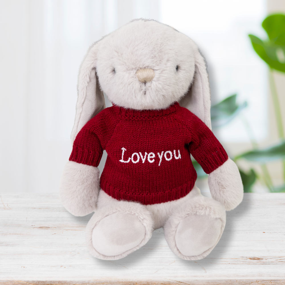 Personalised Christmas Bunny Jumpers - Red & Cream (MEDIUM)