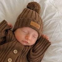 Little B's Knitted Cotton Rib Beanie - Chocolate