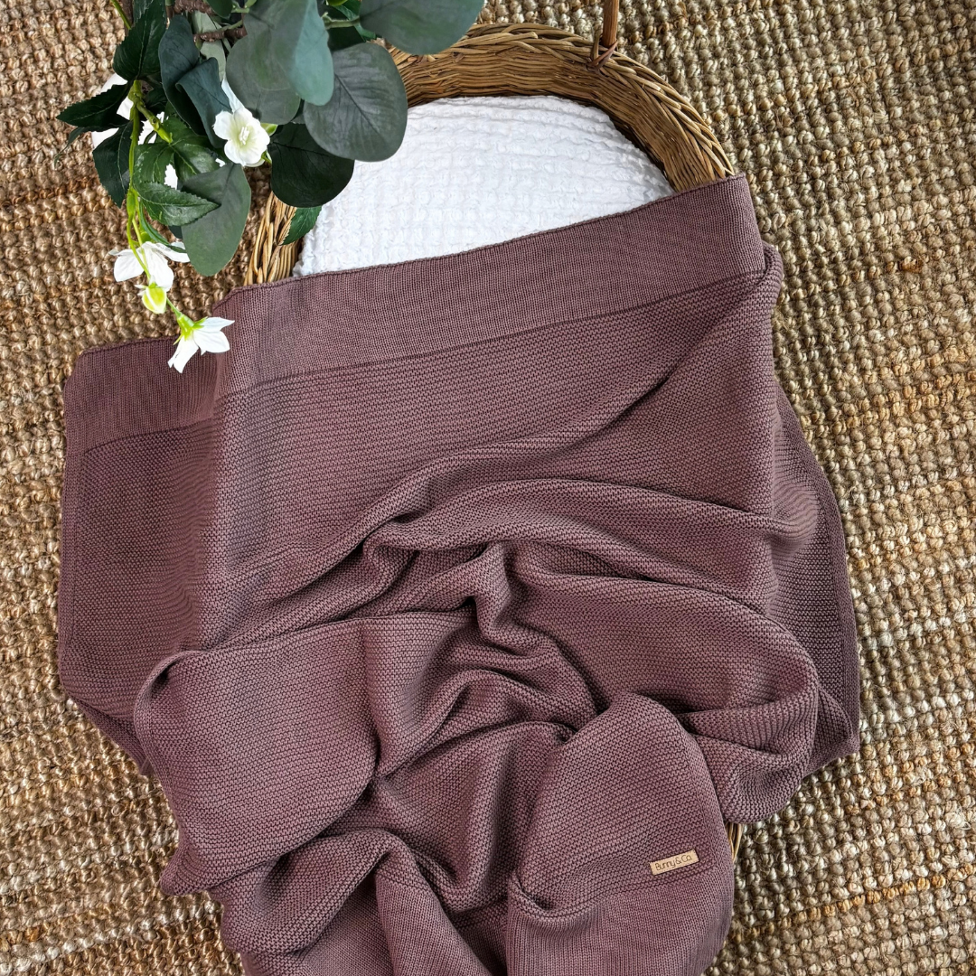 Personalised Baby Blanket - Dusty Plum Knit