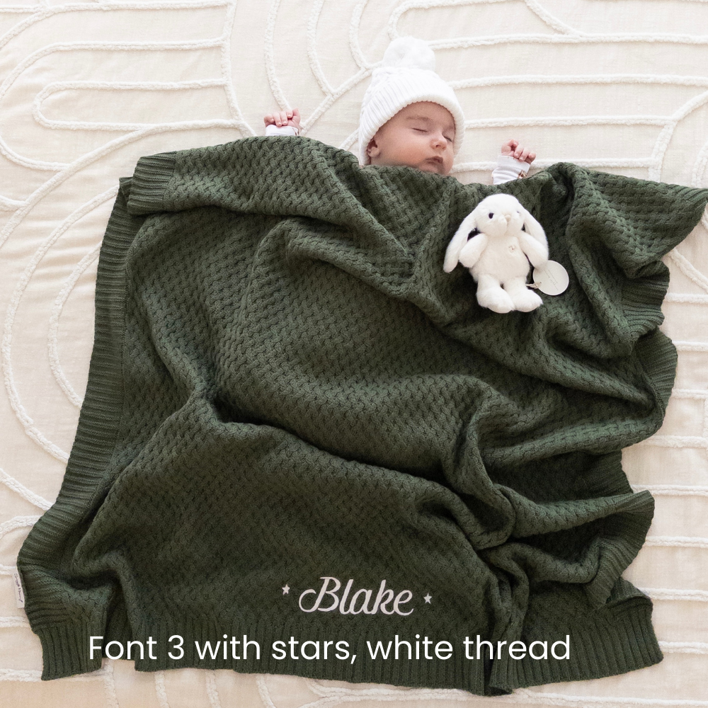 Snuggle Hunny - Personalised Knit Blanket | Olive