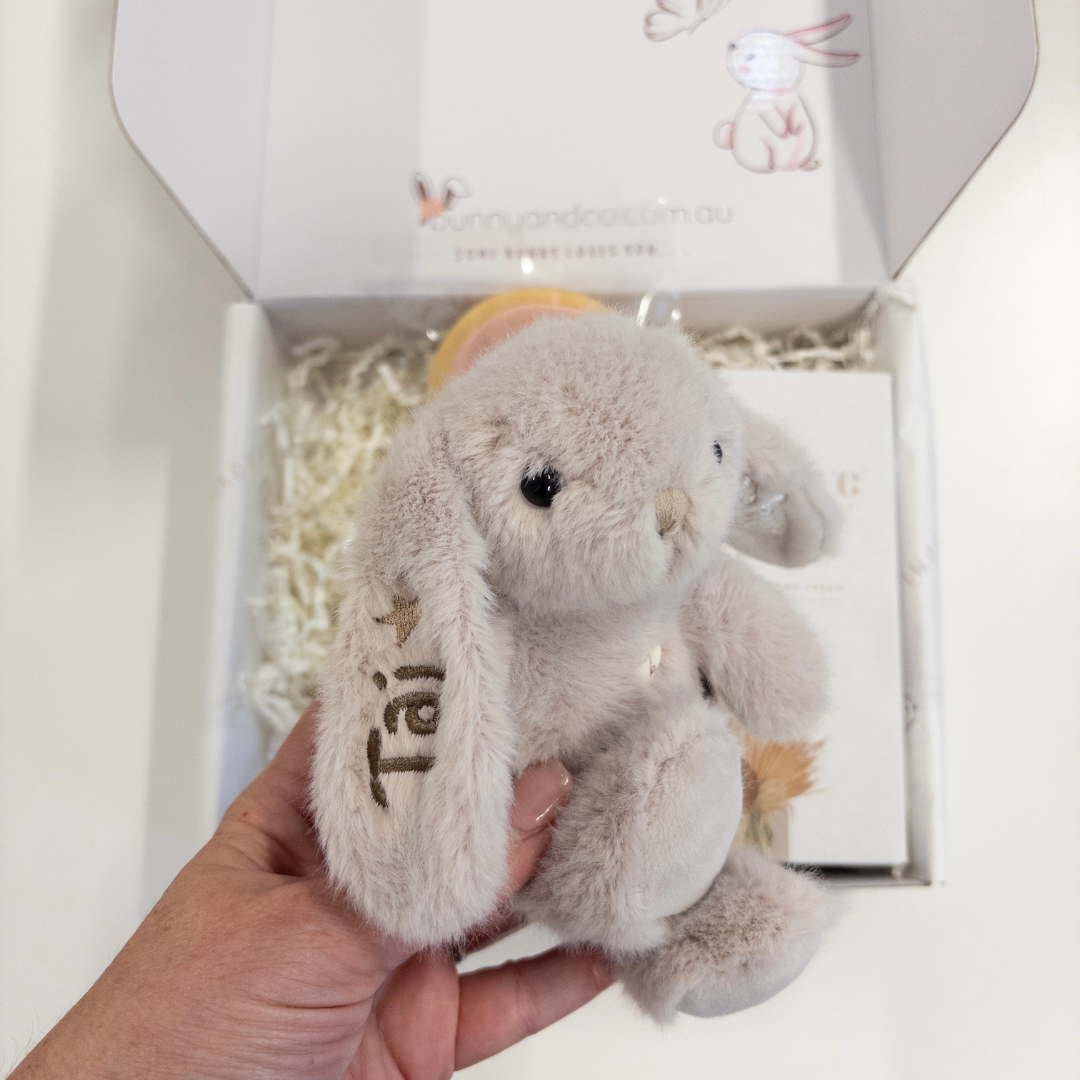 Personalised Mum & Bub Gift Hamper - Beige Snuggle Bunny