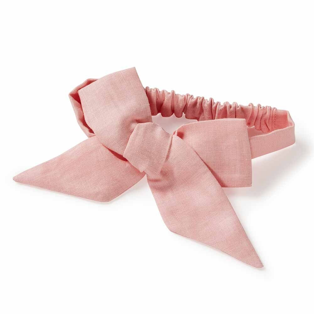 Snuggle Hunny Pre-Tied Linen Bow | Baby Pink