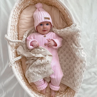 Little B's Knitted Cotton Rib Romper - Pink