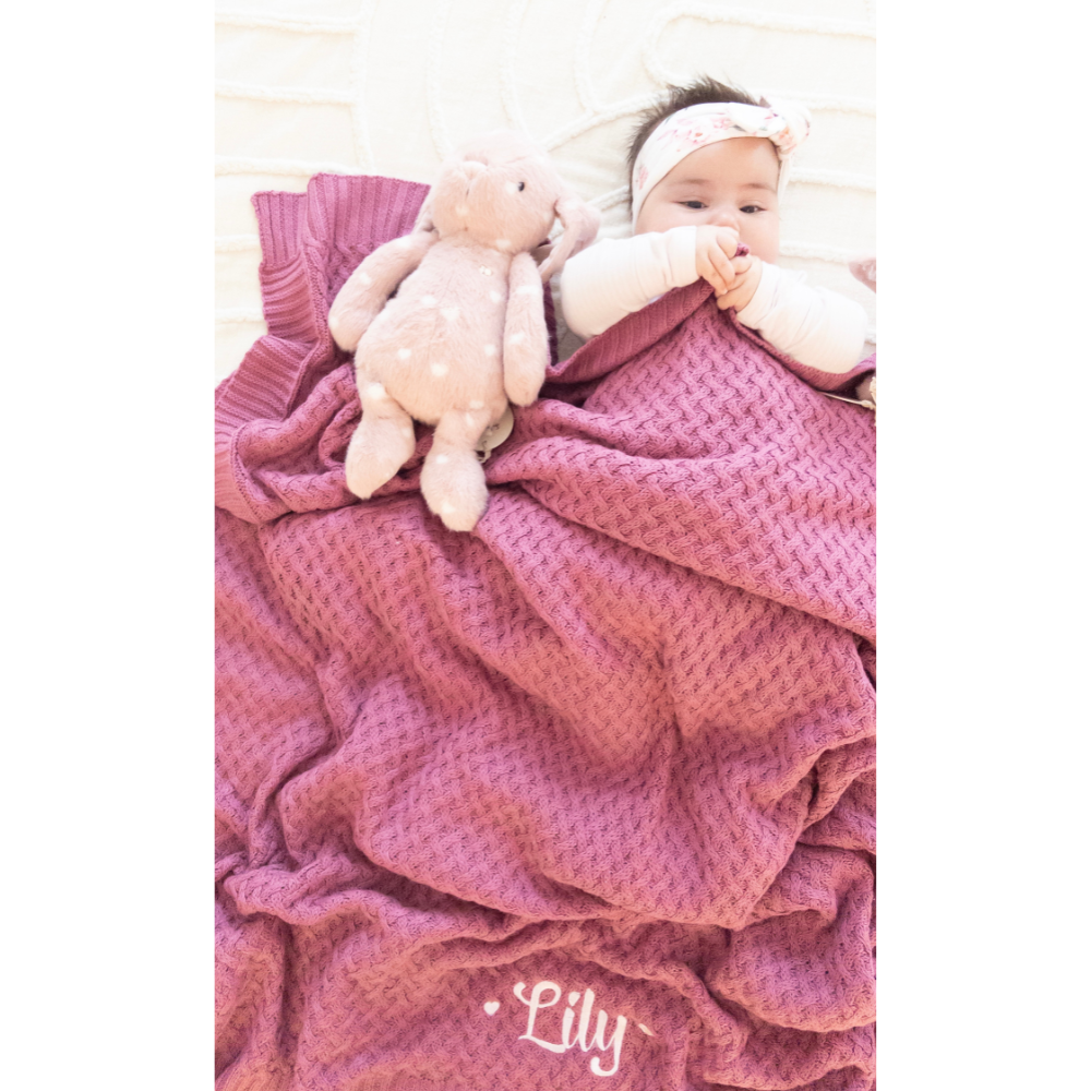 Snuggle Hunny - Personalised Knit Blanket | Mauve