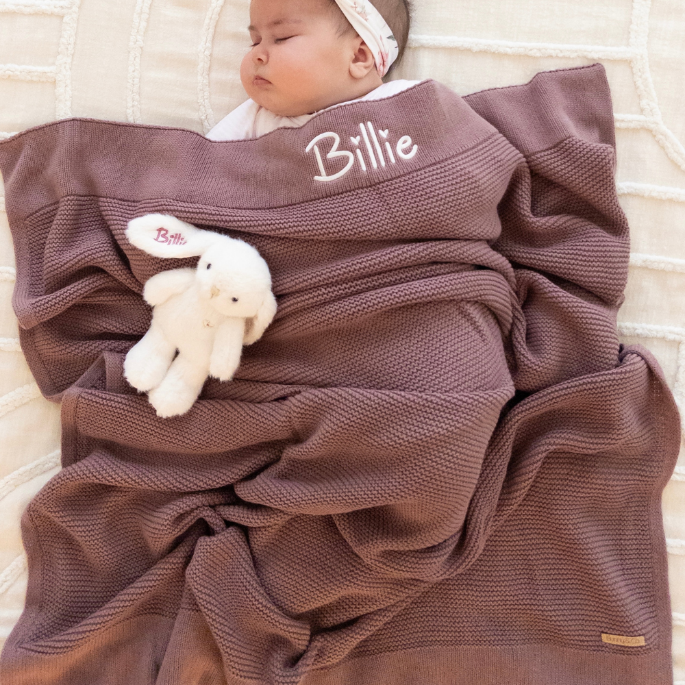 Personalised Bunny & Blanket Gift Hamper - Plum