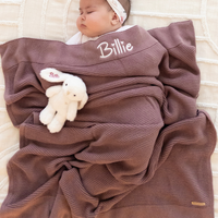 Personalised 100% Cotton Knit Baby Blanket - Dusty Plum
